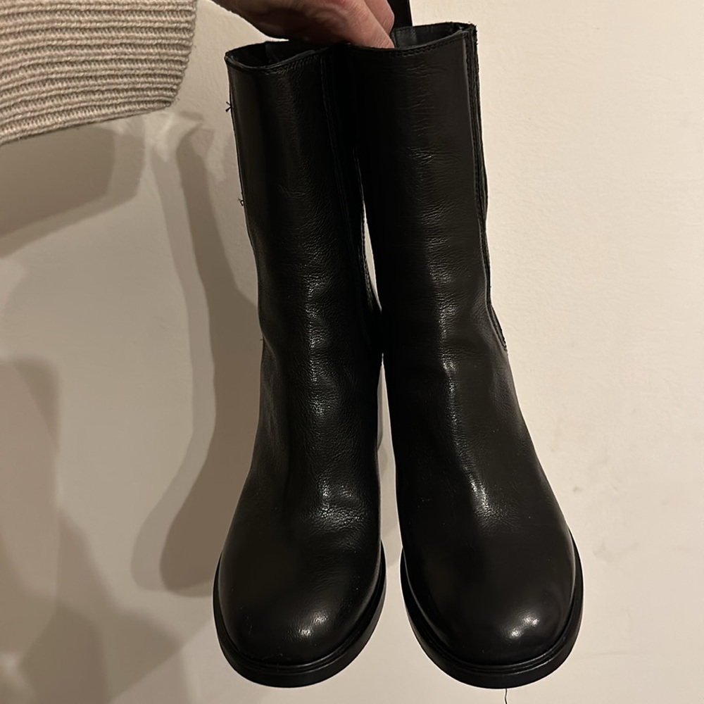 NWB No.6 Round toe leather heel boot 9.5 Black - Picture 5 of 12